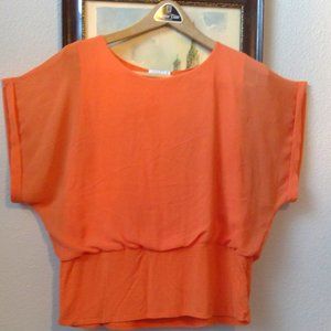 Joseph A. orange silk and tee shirt top, size XL